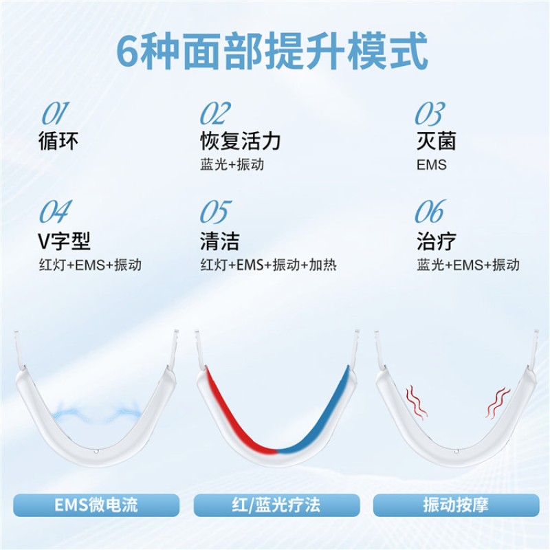 Facial Lift Belt Manufacturer - Bulk V Shape Beauty Equipment EMS LED Photon Vibration