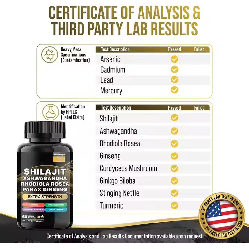 Shilajit Capsules Factory - 8 in 1 Pure Himalayan Immunity Energy Ashwagandha