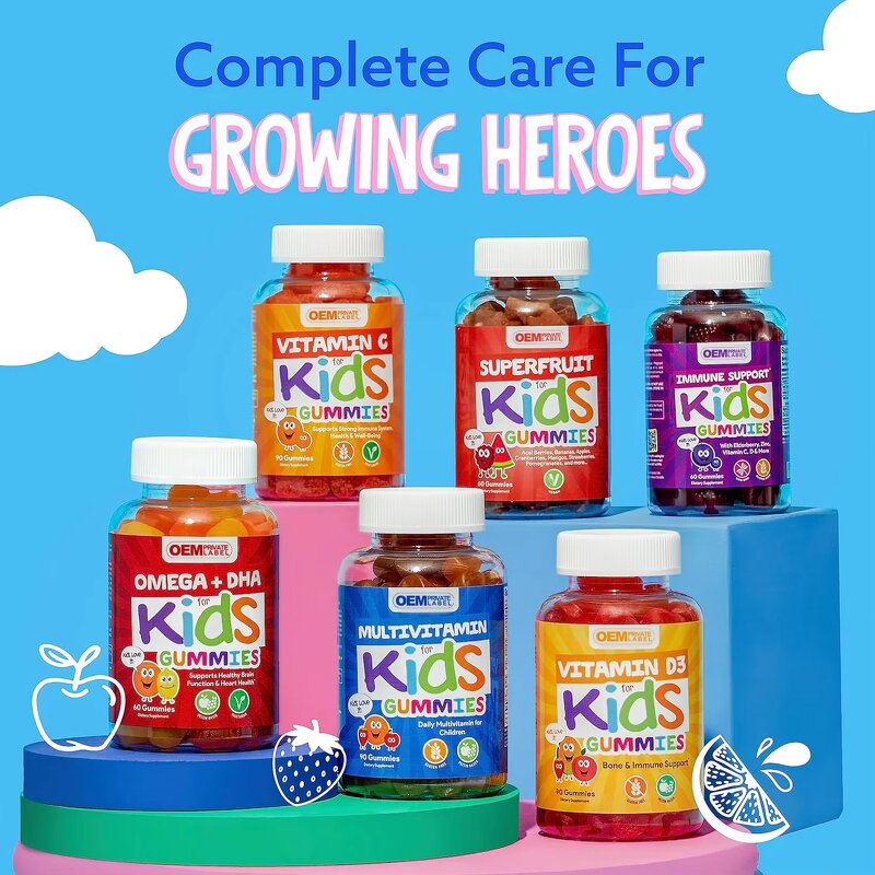 Kids Multivitamin Gummy Factory - Vitamin C D3 Zinc Omega 3 Candy Bear Immunity System