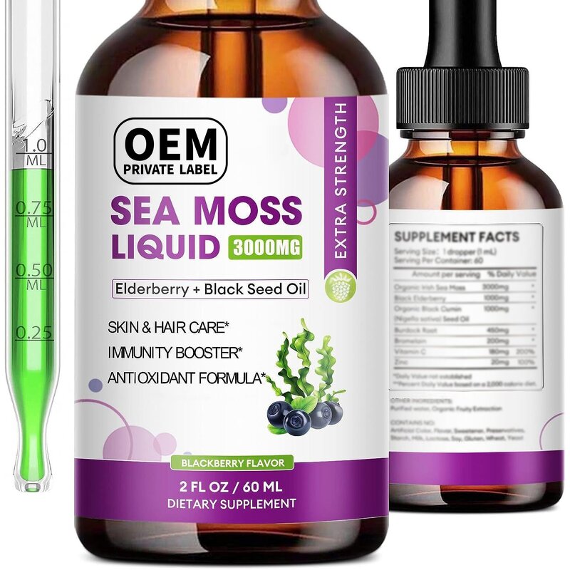 Sea Moss Liquid Drops Factory - Organic Supports Overall Bone Health Relaxation Adults