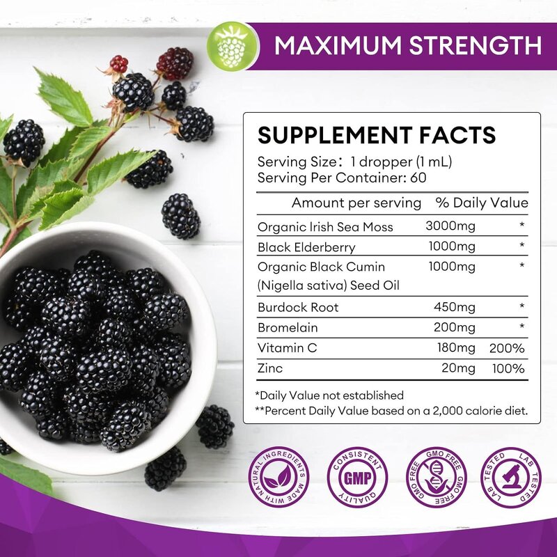 Sea Moss Liquid Drops Factory - Organic Supports Overall Bone Health Relaxation Adults