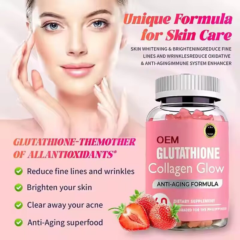 Glutathione Collagen Gummies Factory - OEM Private Flavored Label for Skin Care