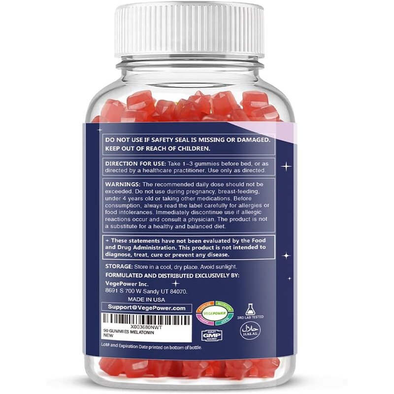 Melatonin Gummies Factory - OEM/ODM 100% Vagen Support Sleep Vitamin Supplement