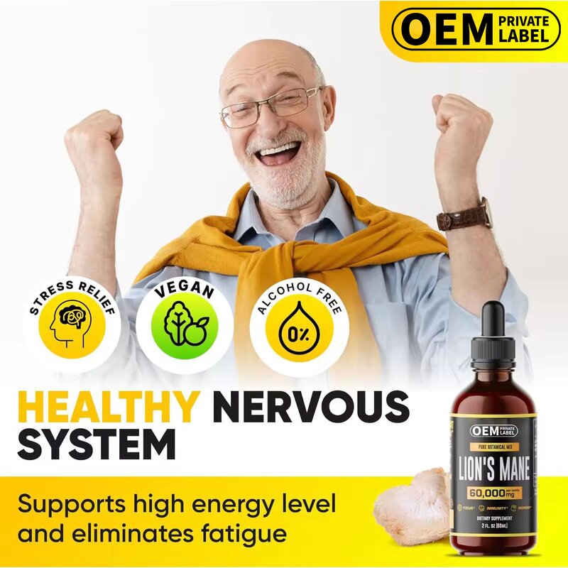 Mushroom Liquid Drops Factory - Supplement Lamp Pure Herbal Supports Focus Immunity Brain