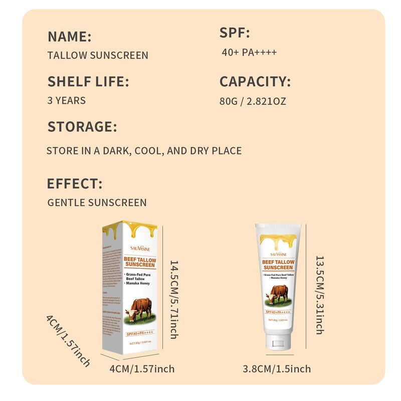 Beef Tallow Sunscreen Manufacturer - 80g Organic SPF40