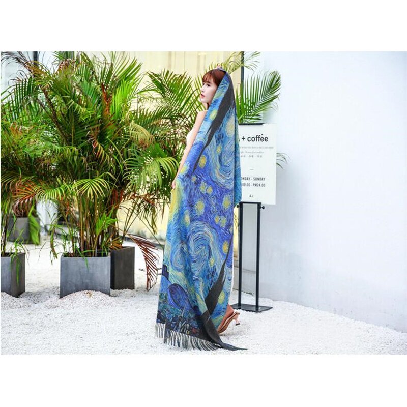 Polyester Cashmere Scarf Factory - Starry Night Design