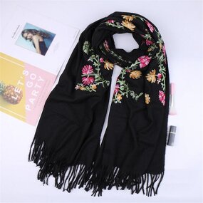 Cashmere Scarf Factory - Embroidery Flower Pashmina Hijab