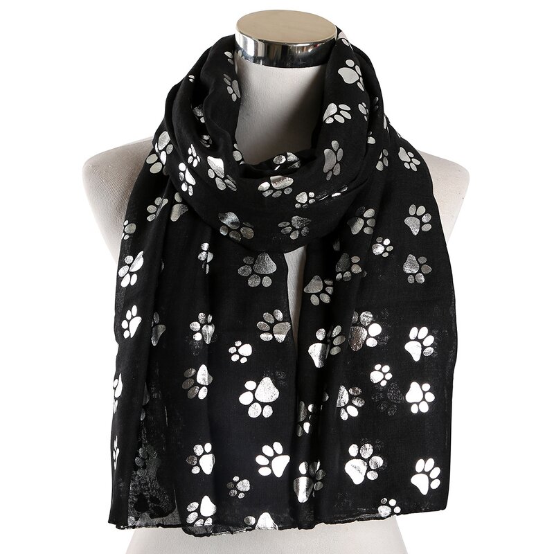 Beach Shawl Factory - Dog Footprint Print Scarf Supplier