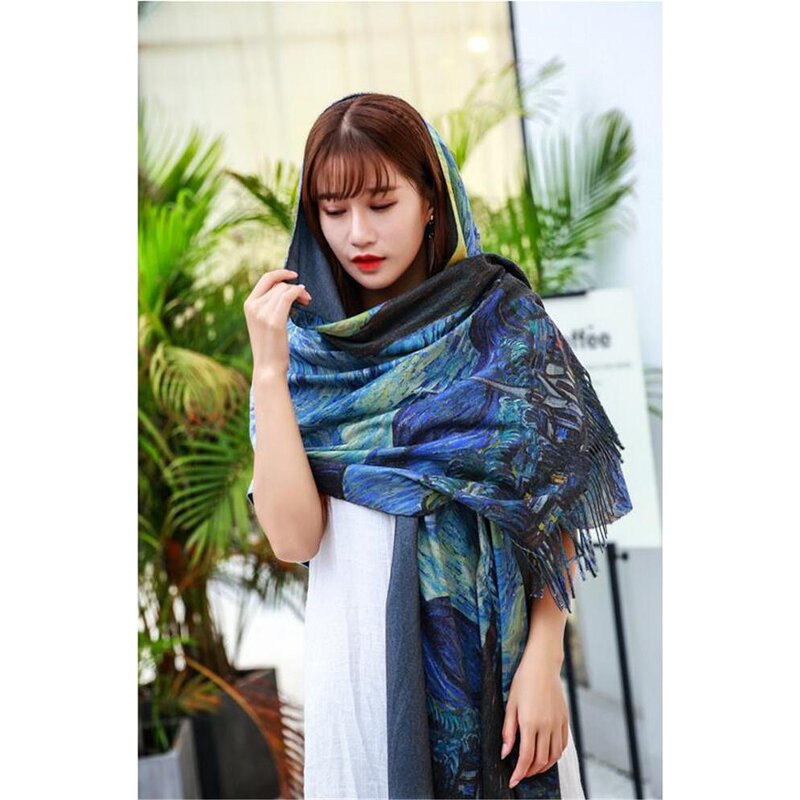 Polyester Cashmere Scarf Factory - Starry Night Design
