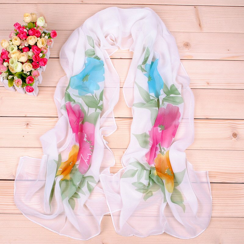Polyester Scarf Factory - Flower Long Chiffon Shawl Supplier