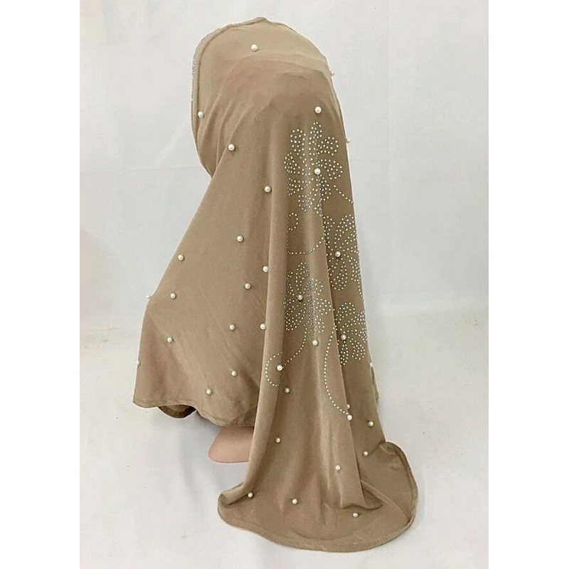 Muslim Hijab Factory - Pleated Rhinestone Cotton Scarf