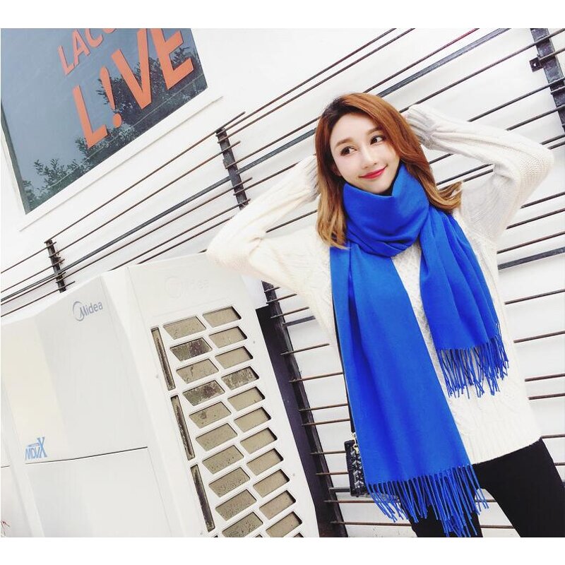 Cashmere Scarf Factory - Solid Color Tassel Pashmina Shawl