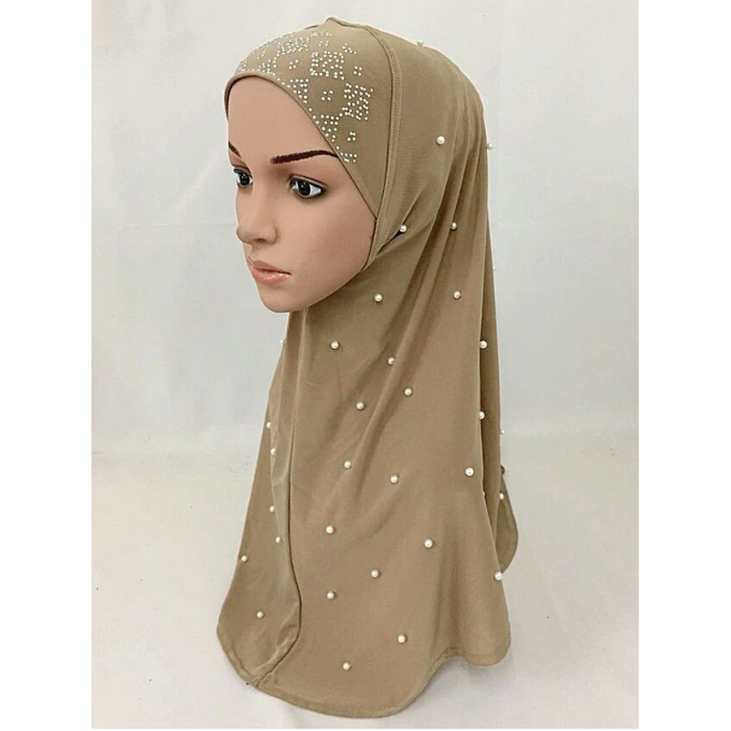 Muslim Hijab Factory - Pleated Rhinestone Cotton Scarf