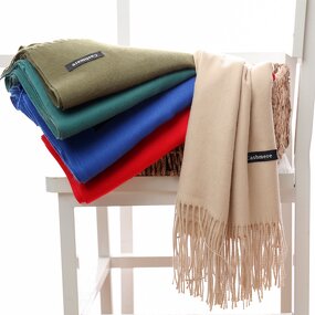 Cashmere Scarf Factory - Solid Color Tassel Pashmina Shawl