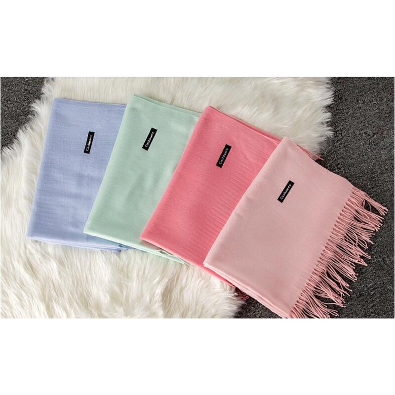 Cashmere Scarf Factory - Solid Color Tassel Pashmina Shawl