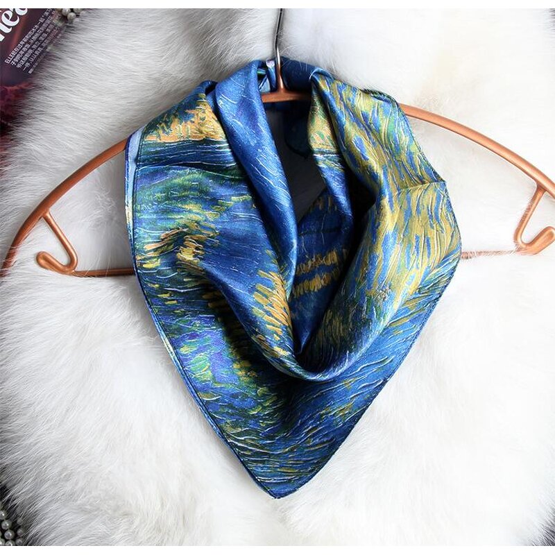 Silk Scarf Manufacturer - Navy Square Scarf Custom Supplier