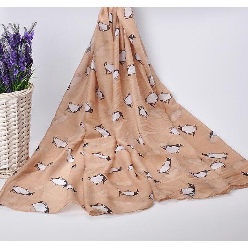 Animal Beach Shawl Factory - Penguin Print Voile Scarf