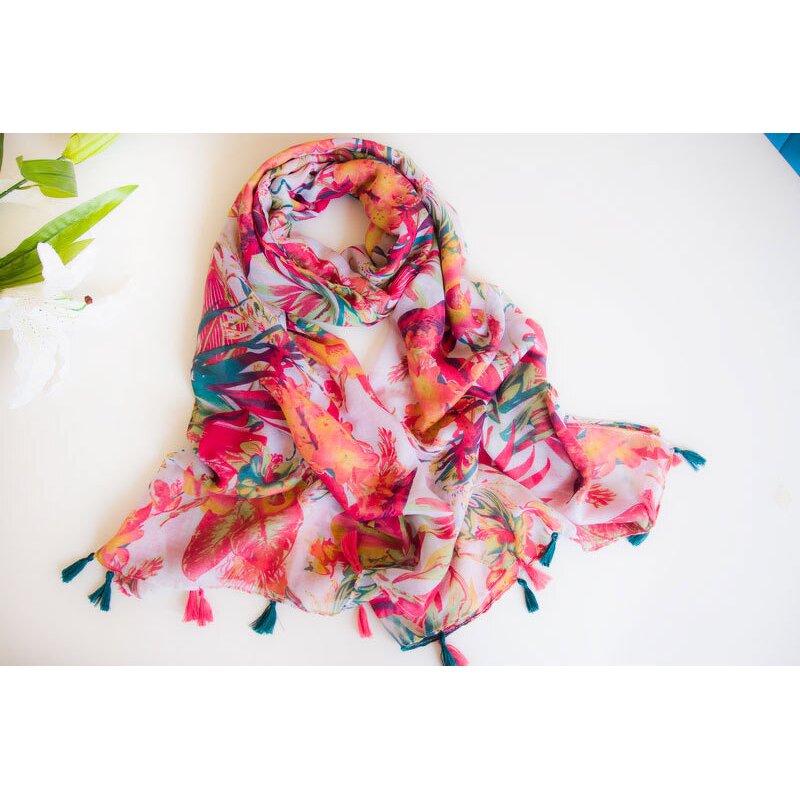 Cotton Beach Scarf Factory - Printed Tassels Shawl Supplier