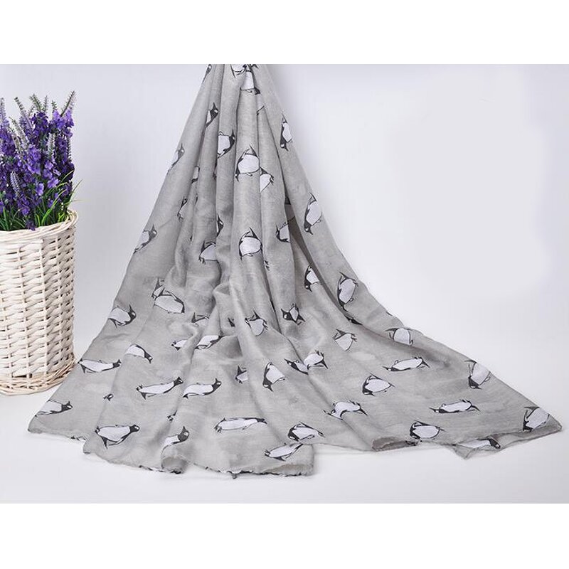 Animal Beach Shawl Factory - Penguin Print Voile Scarf