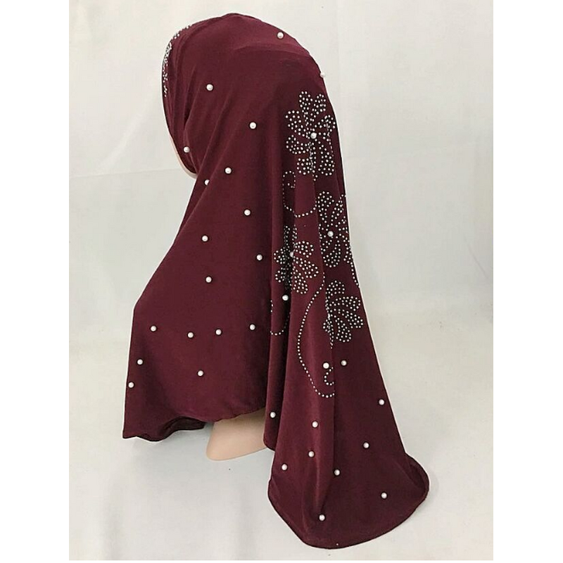 Muslim Hijab Factory - Pleated Rhinestone Cotton Scarf
