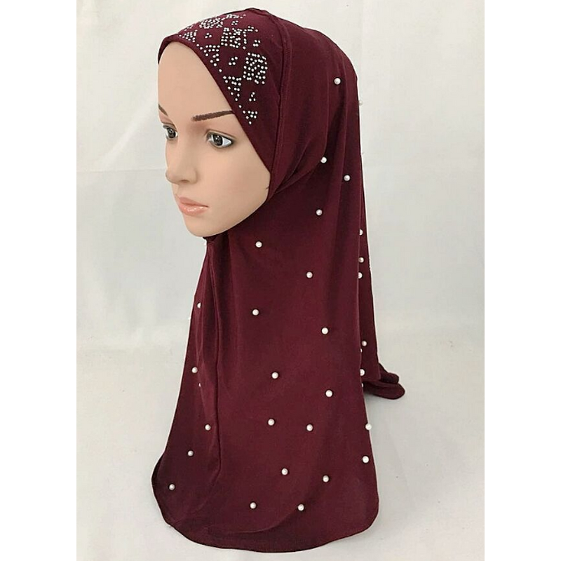 Muslim Hijab Factory - Pleated Rhinestone Cotton Scarf