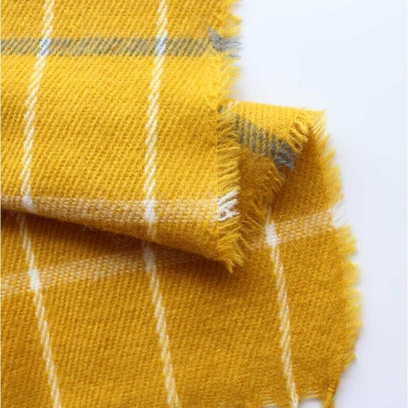 Pashmina Scarf Factory - Plaid Yellow Fringe Wrap Wholesale