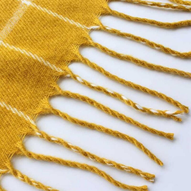 Pashmina Scarf Factory - Plaid Yellow Fringe Wrap Wholesale