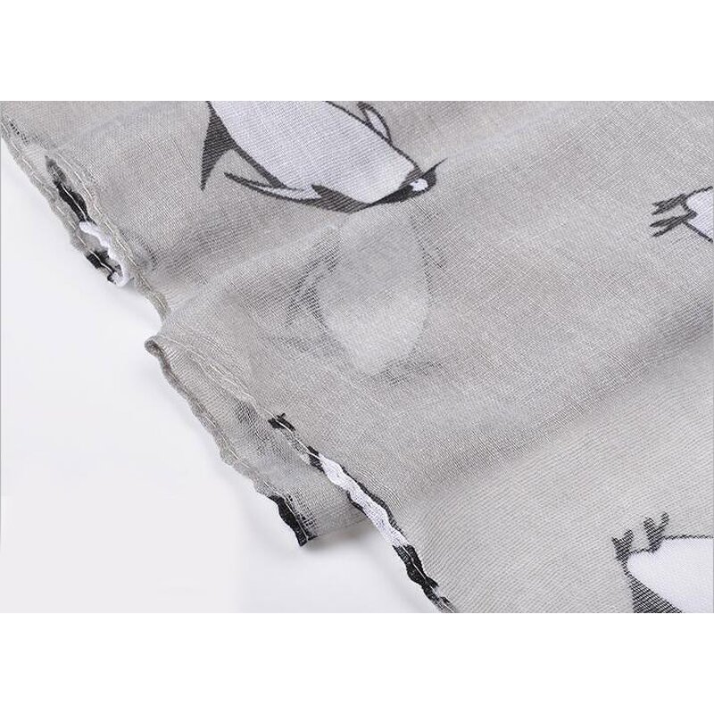 Animal Beach Shawl Factory - Penguin Print Voile Scarf