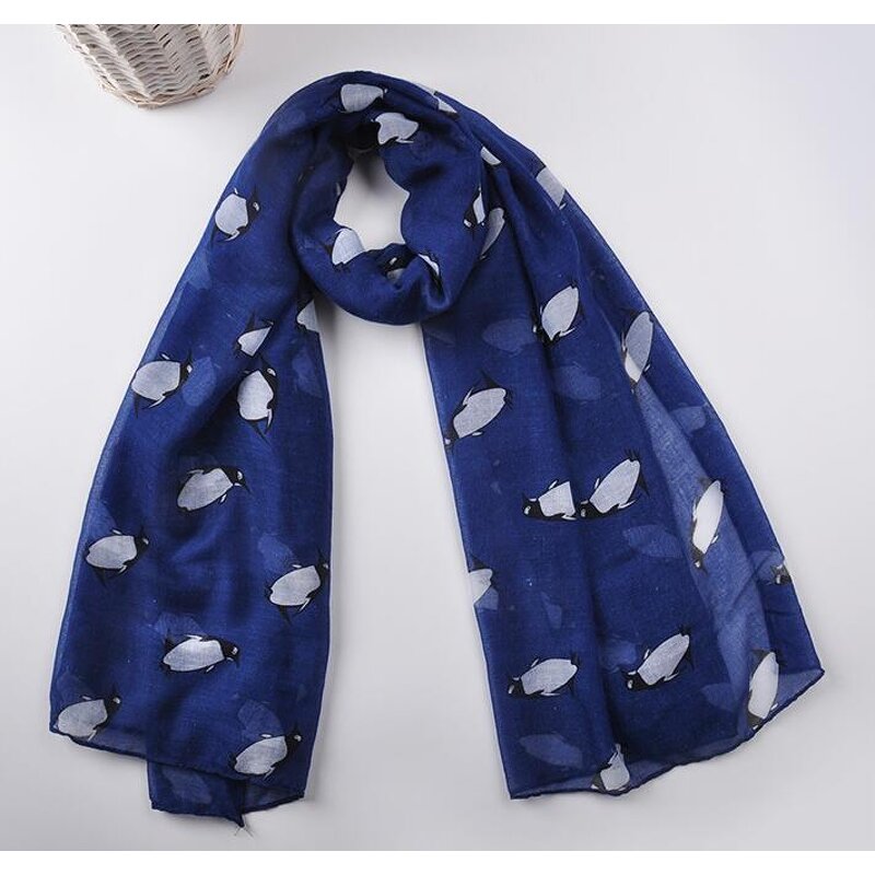 Animal Beach Shawl Factory - Penguin Print Voile Scarf