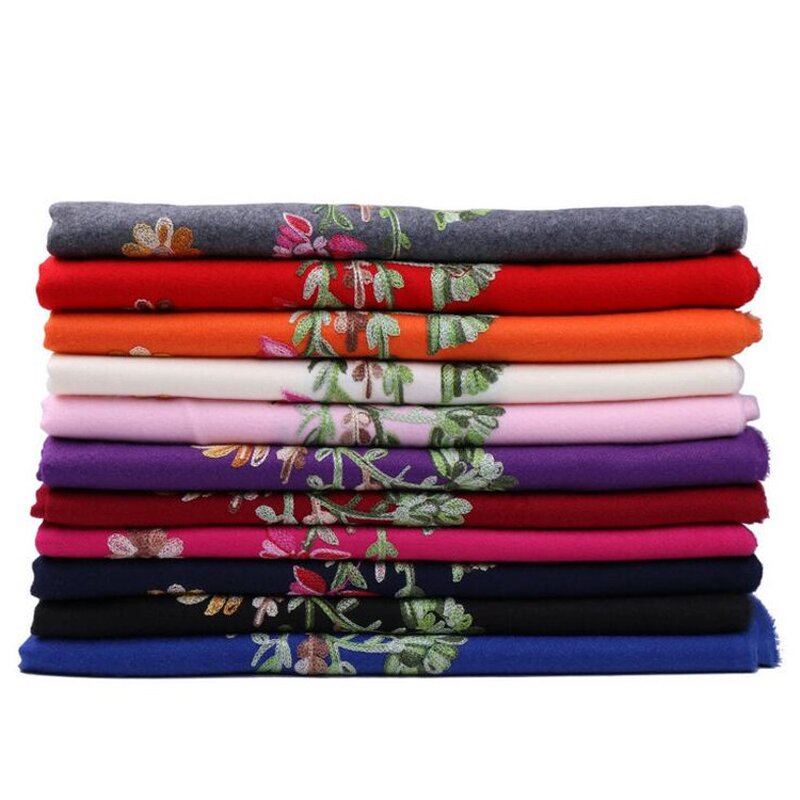 Cashmere Scarf Factory - Embroidery Flower Pashmina Hijab