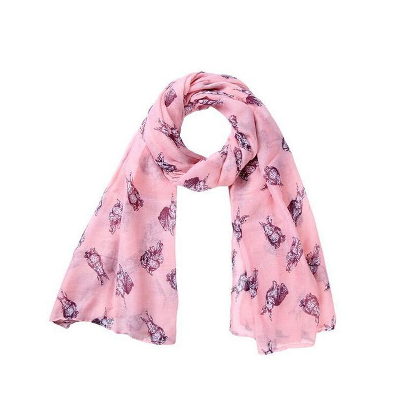 Voile Scarf Factory - Cute Rabbit Printed Long Scarf