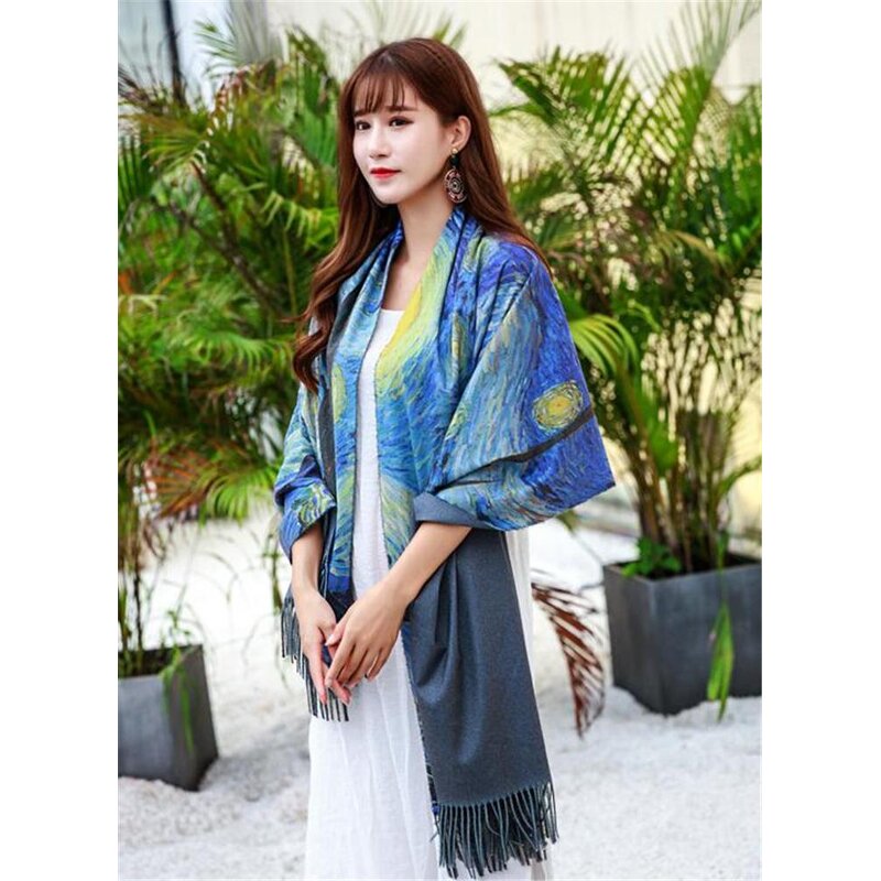 Polyester Cashmere Scarf Factory - Starry Night Design