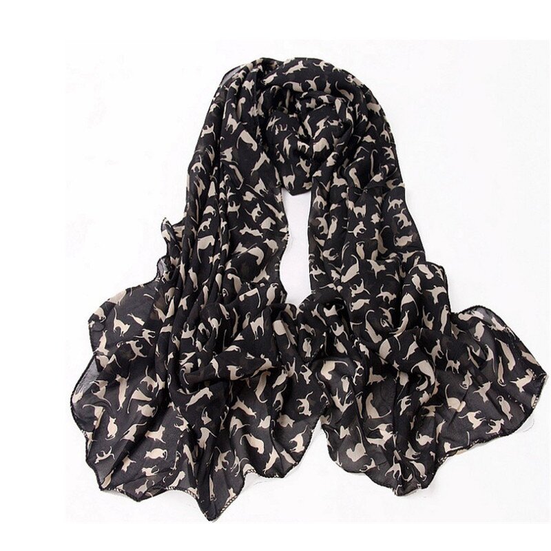 Chiffon Scarf Manufacturer - Cat Design Jewelry Scarf