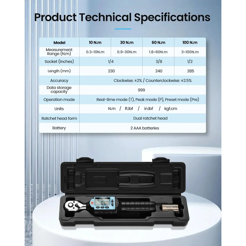 Digital Torque Wrench Manufacturer - 3/8" High-Precision Adjustable
