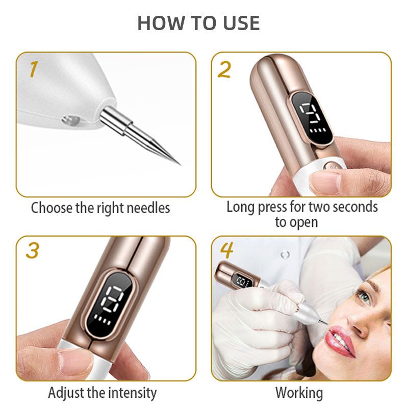 Skin Tag Remover Pen Supplier - OEM Home Use Portable 9 Gears LCD Display Tattoo Removal