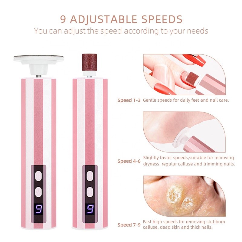 Foot Grinder Factory - OEM Powerful Foot File 9 Gear Adjustable Dead Skin Remover Type-c