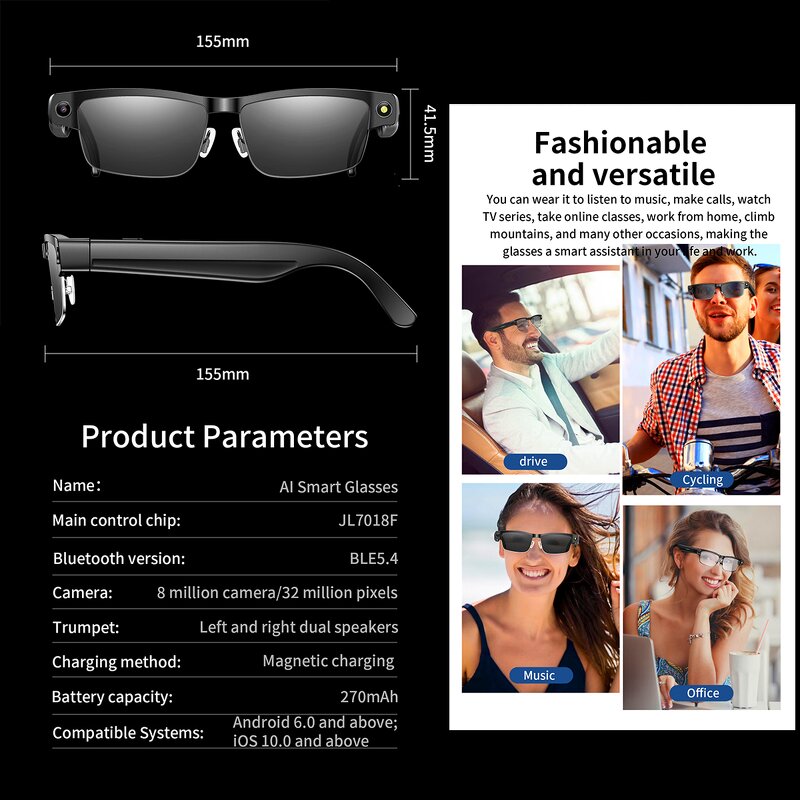 Smart Glasses Factory - Custom AI 1200P HD Camera