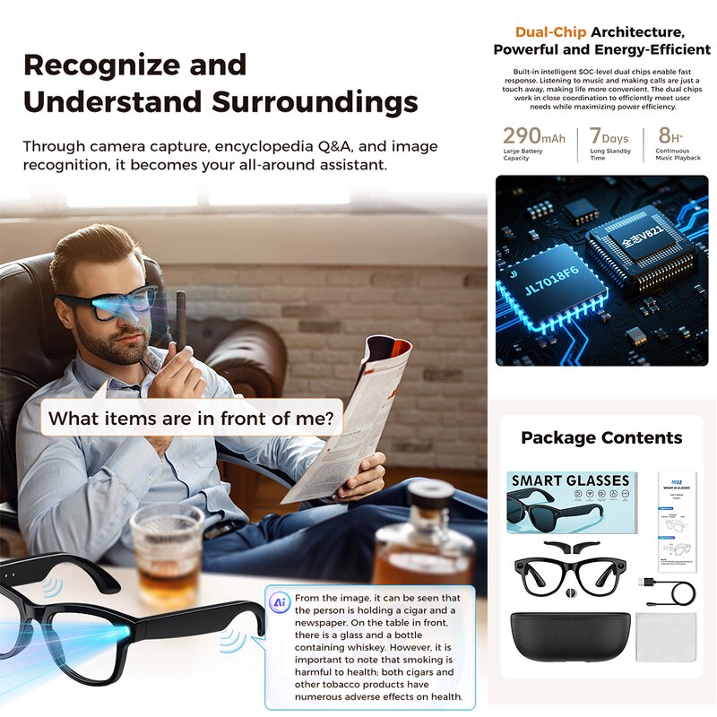 AI Smart Glasses Factory - OEM 8MP 4K Translation