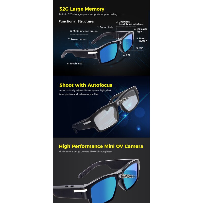 Polarized Sunglasses Factory - 1080P Wifi Smart