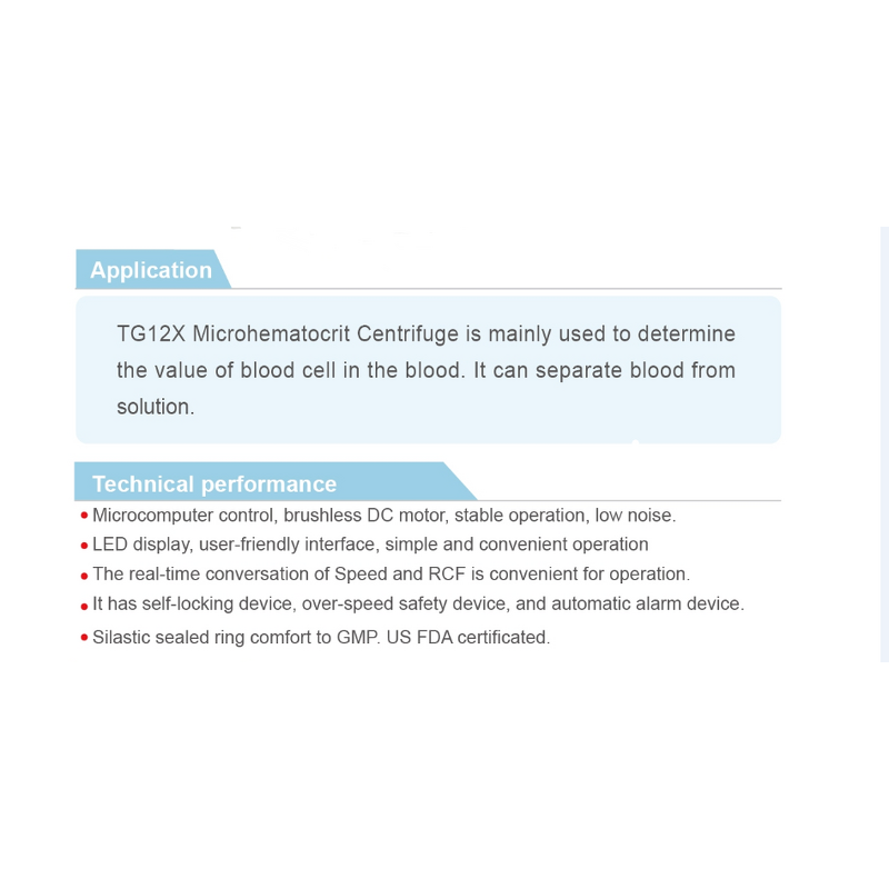 Microhematocrit Centrifuge Factory - OEM TG12X 12000RPM Lab