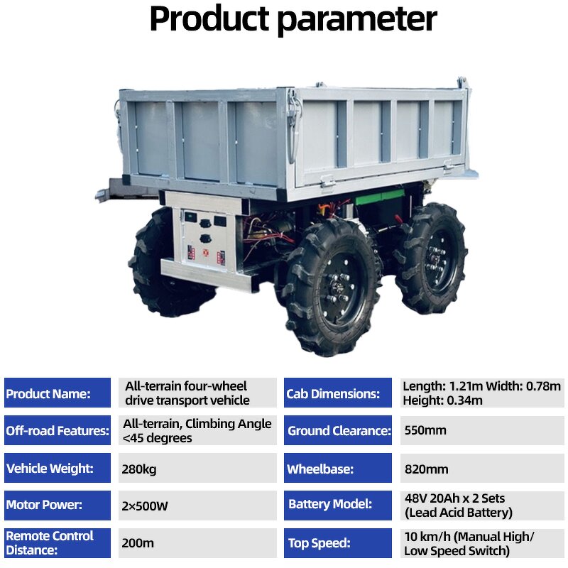 Remote Control Trolley Factory - 1000kg 4WD Farm Transport