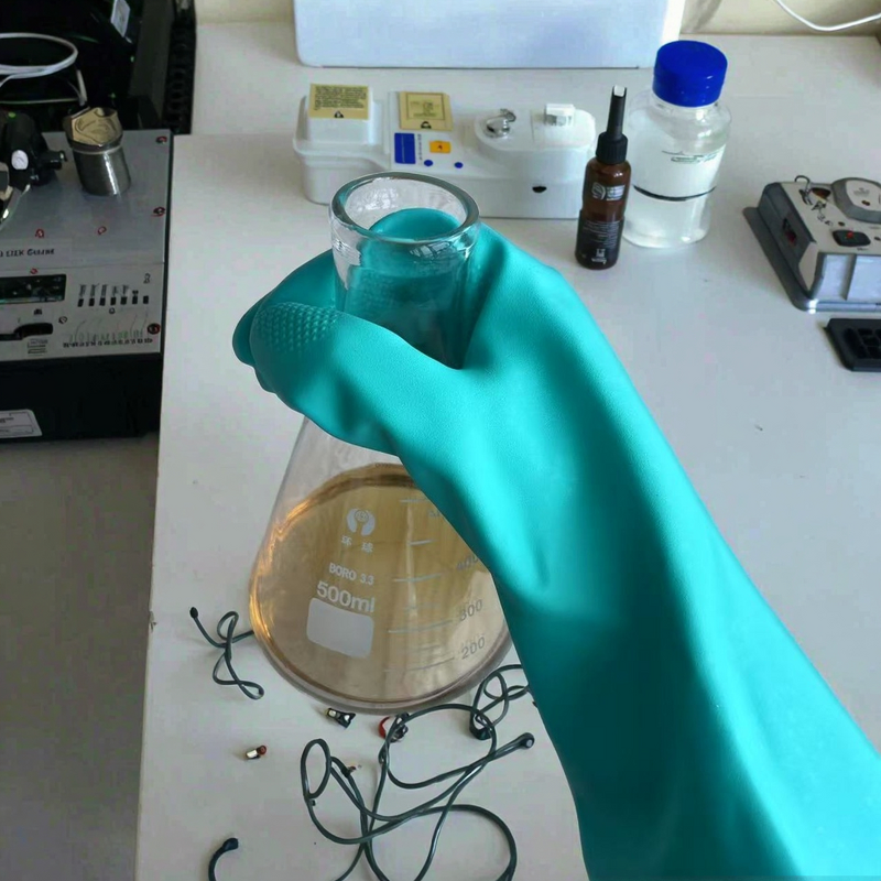 Chemical Safety Gloves Factory - Custom Heavy Duty Green Nitrile