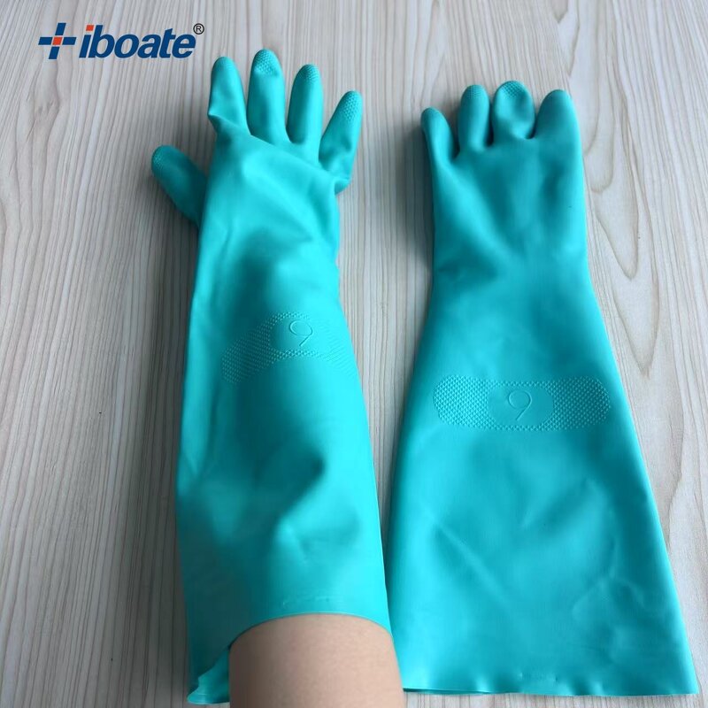 Chemical Safety Gloves Factory - Custom Heavy Duty Green Nitrile