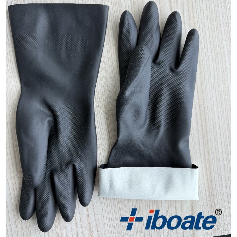 Neoprene Gloves Manufacturer - Black Anti-Chemical Flocked