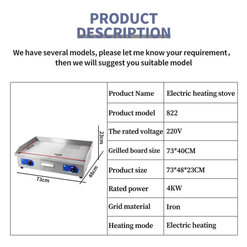 Electric Griddle Factory - Stainless Steel BBQ Flat Top Plate