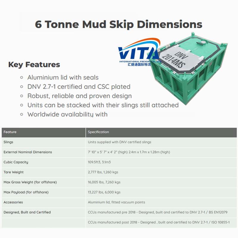 Offshore Mud Skip Factory - DNV 2.7-1 Certified 6 Tonne