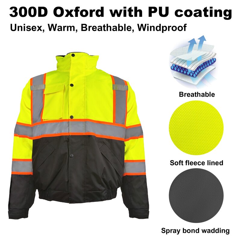 Safety Jacket Factory - Winter Warm Fleece Lining Bomber Jacket