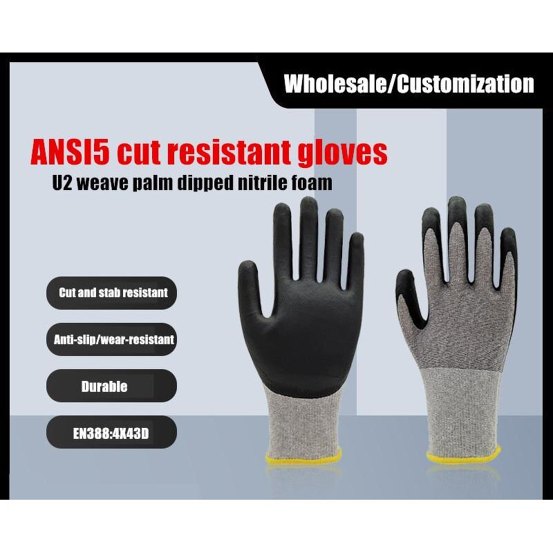 Safety Gloves Factory - HPPE Cut Level 4 Nitrile Coated Good Grip