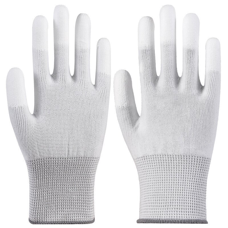 Safety Gloves Factory - White PU Coated Fishing Anti Static Wear