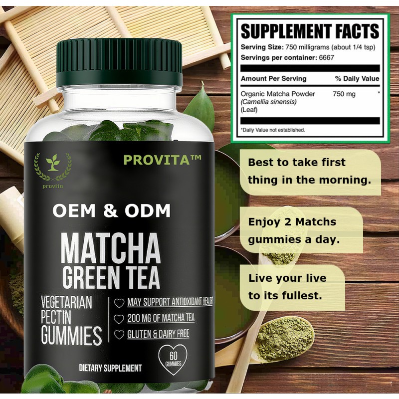 Antioxidant Gelled Fudge Supplier - OEM GMP Factory Custom Matcha Tea Polyphenols Chlorophyll